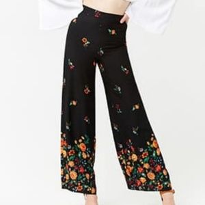 Floral Wide-Leg Trousers